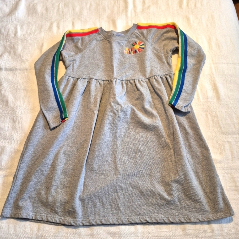 Hanna Andersson girls size 160 or 14/16 gray sweatshirt dress, VGUC